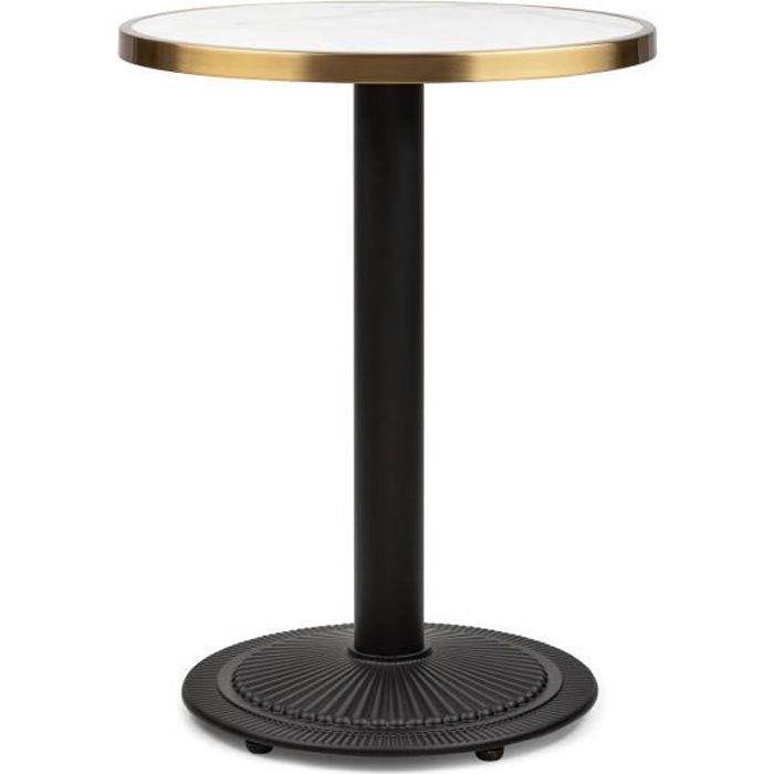 Table de bistrot style - Blumfeldt - Style Art Nouveau - 57,5x72 cm ØxH - plateau rond en marbre - Noir , blanc & or