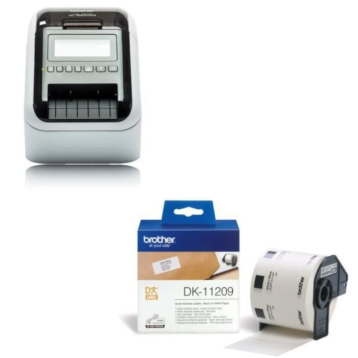 BROTHER Etiqueteuse QL-820NWB - USB / WIFI / Bluetooth / Ethernet - 300 DPI + Ruban papier P-TOUCH DK-11209 - 29x62mm