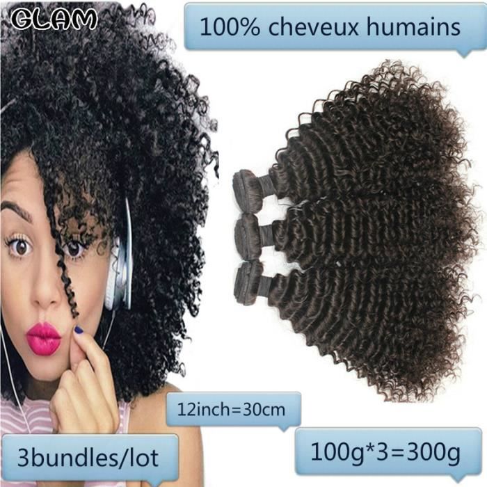 3pcs 12pouce Afro crépus bouclés cheveux brésiliens armure de cheveux 100g-tissage de cheveux humains Non Remy cheveux