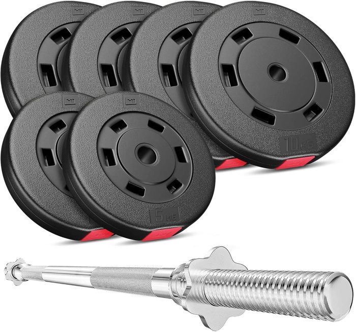 HS Hop-Sport Set PREMIUM de 59kg (1x barre 167cm / 4x10kg + 2x5kg )