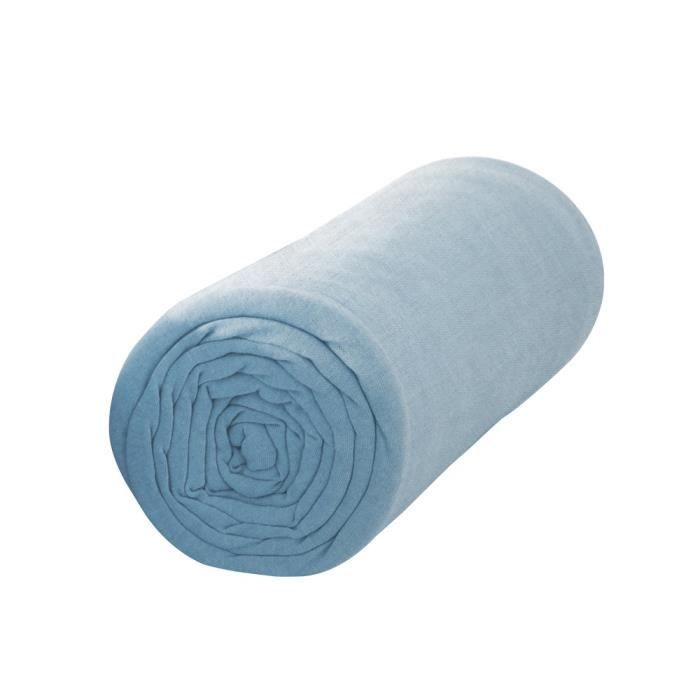 TODAY Drap housse 100% coton - 160 x 200 cm - Portofino bleu