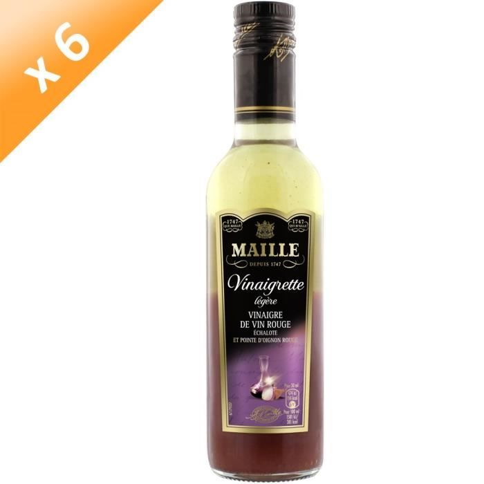 MAILLE Vinaigrette Légère Vin Rouge & Échalotes - Lot de 6x 360 ml