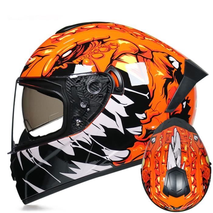 Casque Moto adulte Mat Hors route locomotive Double lentille Sauvage impression Lentille transparente Casque intégral 701