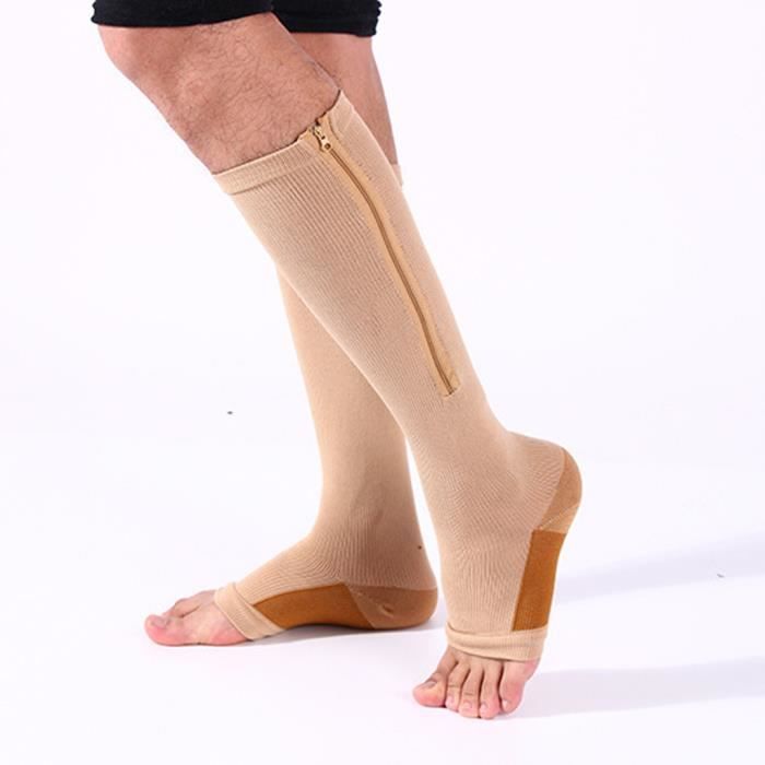 2pc sexe non comprimé chaussettes zip extensible jambes repose-orteil et genou chaussettes vente chaude pas cher