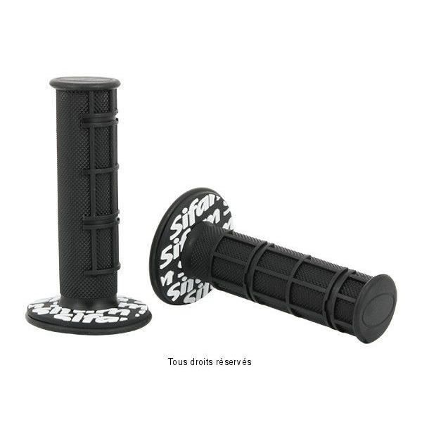 SIFAM - Poignées Moto Cross Noires L 120Mm Ø22-24Mm Avec Donuts