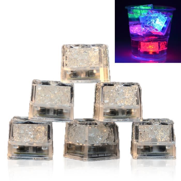 TD® Glaçon lumineux whisky fluorescent LED réutilisable colorés Clignotement plastique de la glace bar lumineuses multicolores bois