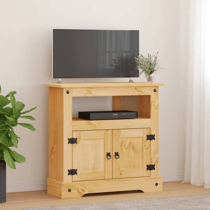 Meuble TV en pin mexicain, gamme Corona, 80 x 43 x 78 cm