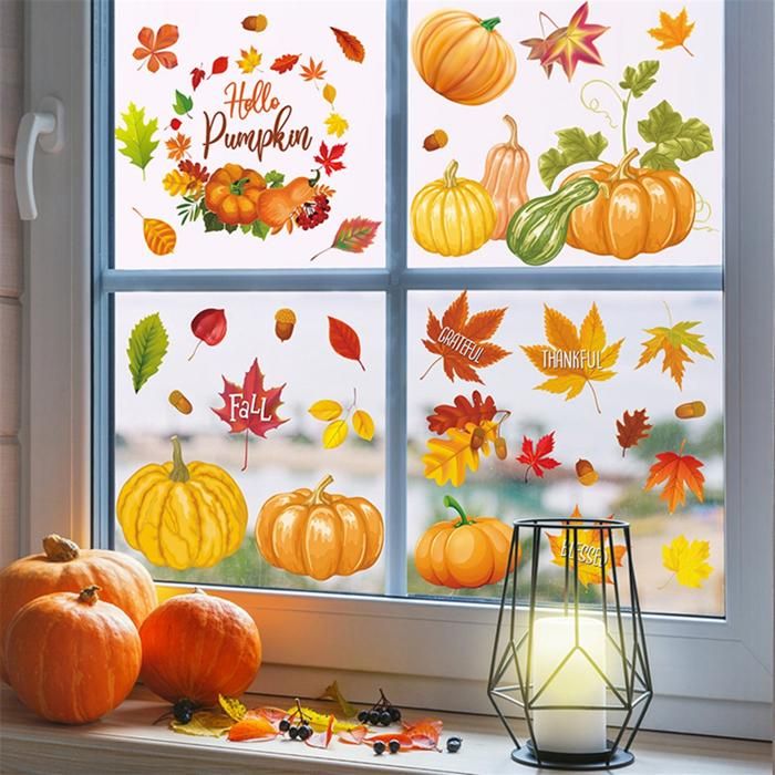 Lot de 9 feuilles d'autocollants double face pour fenêtre de rentrée scolaire, fournitures de fête, école, maison, mur, verre, tableau noir