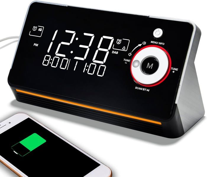 Buffbee Radio-réveil numérique pour chambre à coucher,Veilleuse 7 couleurs,Son haute fidélité