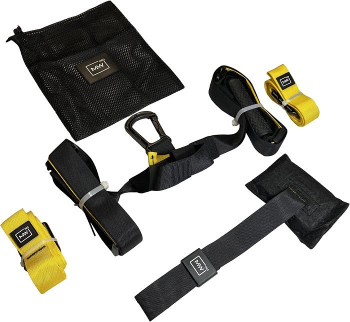 RHINOSPORT Sangles de Suspension Kit d'entraînement avec Crochet de Porte réglable Fitness à la Maison Convient pour Les déplacements Sling Trainer Set (Couleur Orange