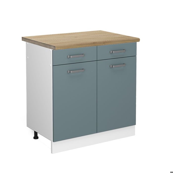 Meuble cuisine R-Line 80cm PT Chêne Bleu-gris/Blanc Vicco 46643