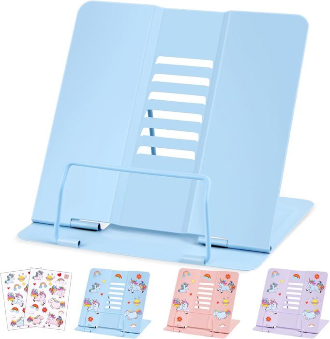 Support De Lecture Métal Réglable - 2 Pièces, 6 Positions D'angle - Pliable Et Antidérapant - Pour Livres De Cuisine, Tablettes, Partitions - 7