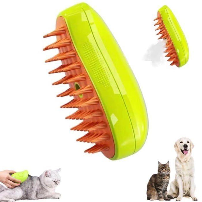 Comparer les prix de Brosse Vapeur pour Chat - Brosse de Massage Autonettoyante 3 en 1 Rechargeable en Silicone couleurs multiples PZCC