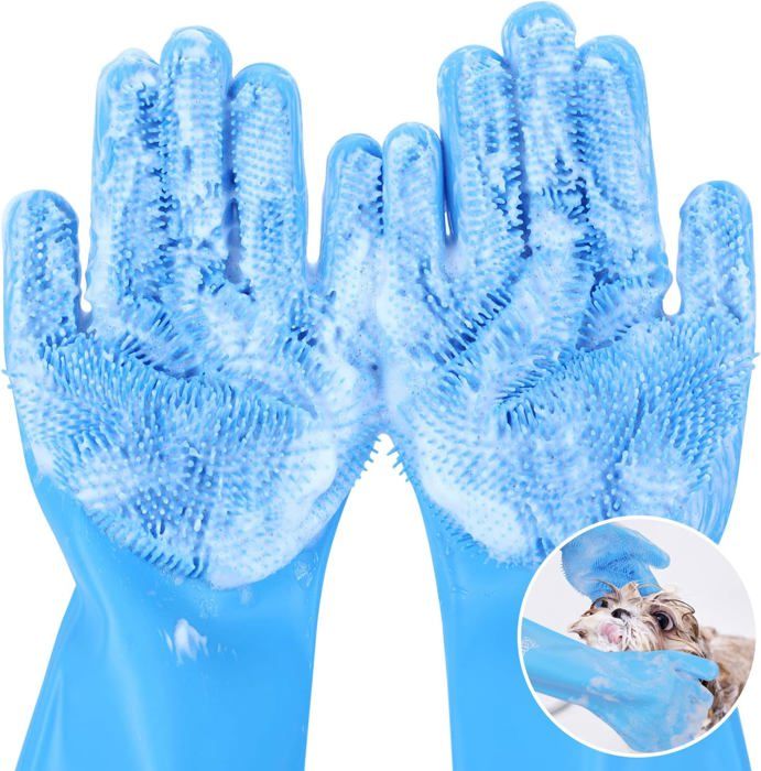 Comparer les prix de Gants de toilettage pour animaux de compagnie, gants de bain pour chiens avec poils haute densité, épilation en silicone