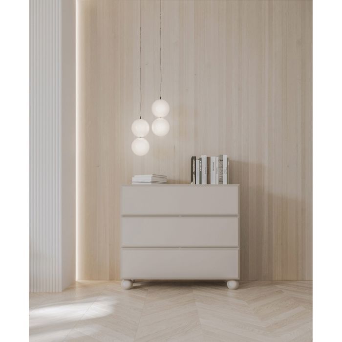 Commode - CHOCOLATED - 100 cm beige avec 3 tiroirs Commode - CHOCOLATED - 100 cm beige avec 3 tiroirs
