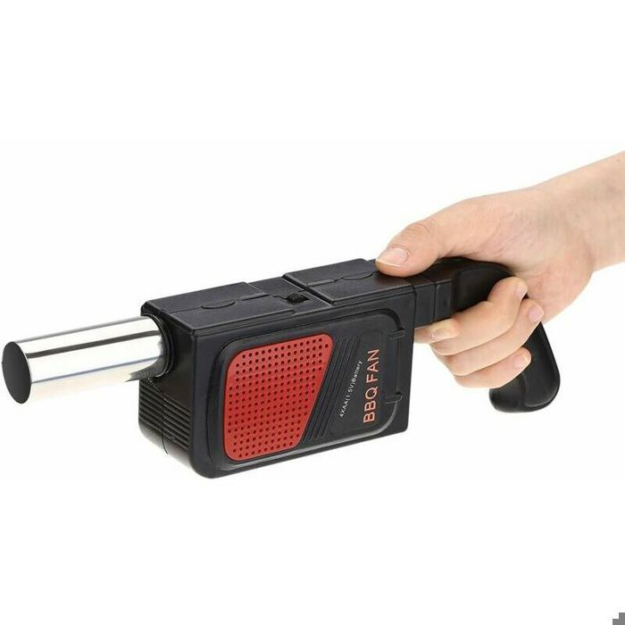 Souffleur Barbecue Portable - Alimentation Pile D - Allumage Rapide Charbon, Feu De Camp - Noir