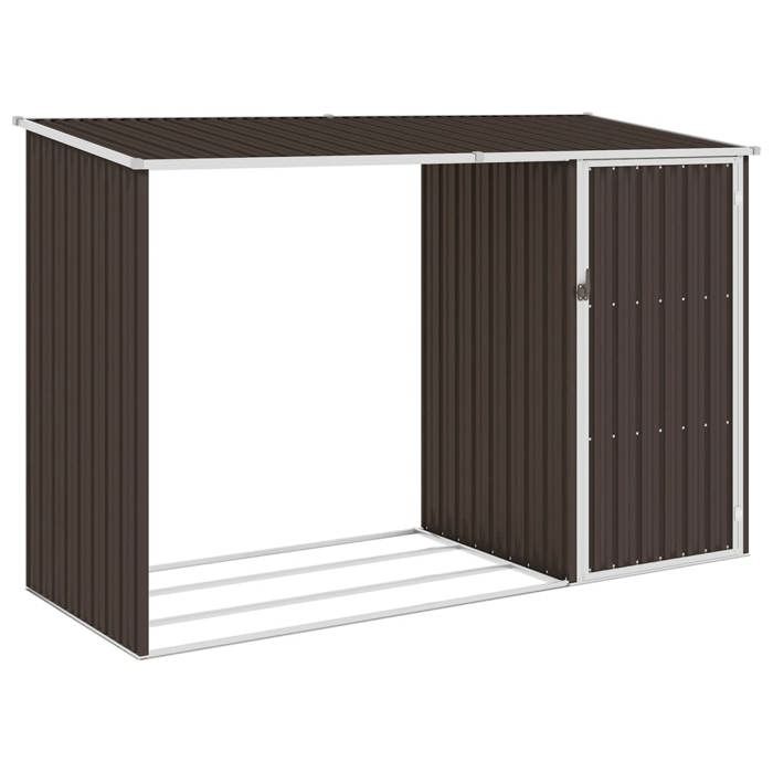 Soldes dété 2025 Abri à bois de jardin - CLOUD - Maison de jardin - Marron 245x98x159 cm Acier galvanisé LL145