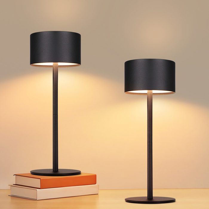 Lampe de table - NETTLIFE - Lot de 2 lampes LED sans fil - Tactile dimmable - 3 températures - Hauteur réglable