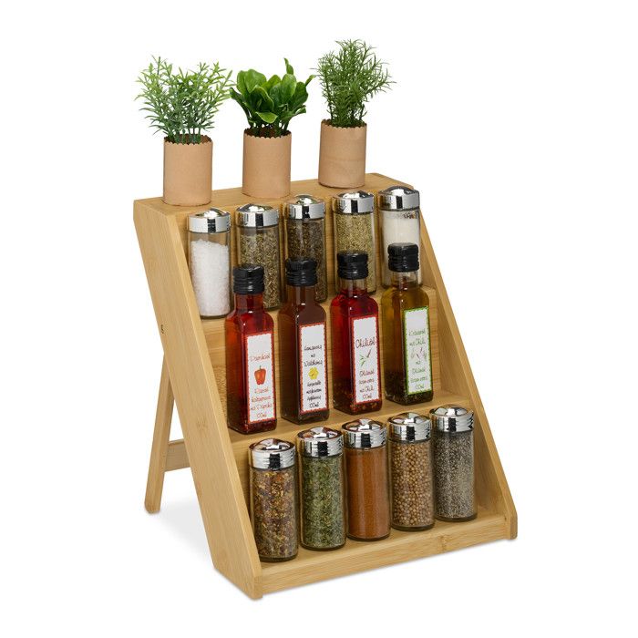 Relaxdays Étagère à épices, 2 Niveaux, Rangement Condiments