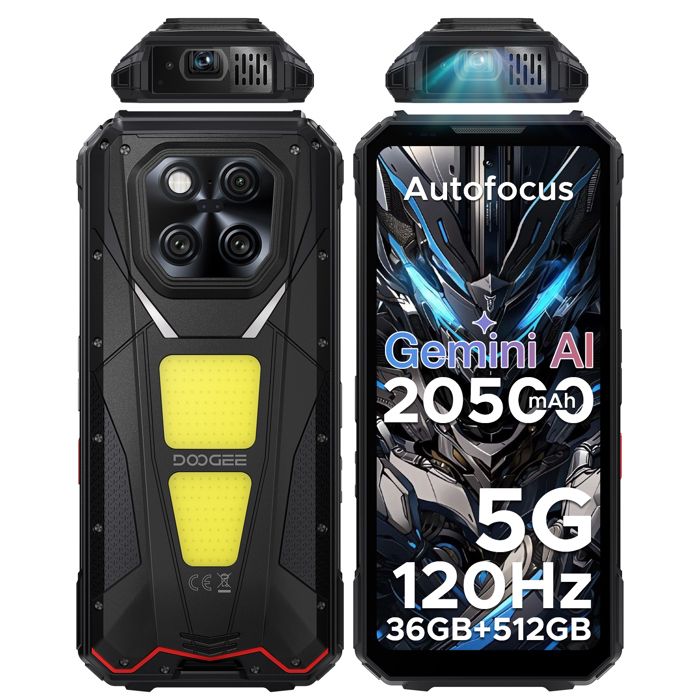 Telephone  Robustee DOOGEE V MAX PLAY-6.78-36Go+512Go-200MP-20500mAh-Android 15 Smartphon Incassable-IP68-Double SIM 5G-Noir