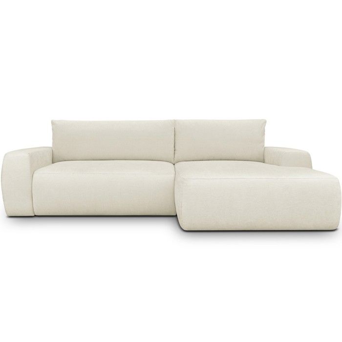 Canapé dangle droit convertible 3 places en tissu chenille beige - Sonny Canapé dangle droit convertible 3 places en tissu chenille beige - Sonny