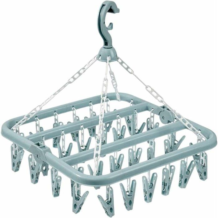 Sèche-Chaussettes Étendoir À Chaussettes avec 32 Pinces À Linge Séchoir Suspendu Intérieur Pliable avec Crochets Étendoir pour