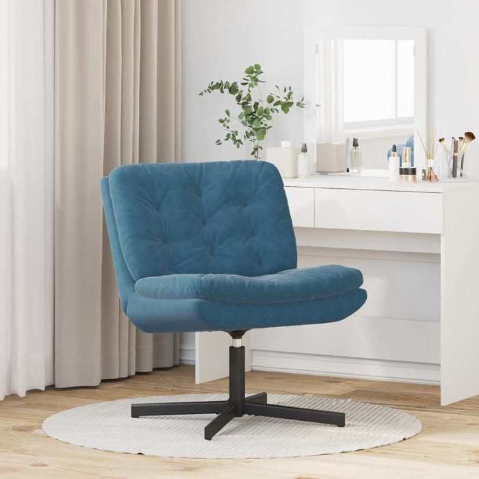 Fauteuil relaxant pivotant - vidaXL - Bleu - Velours - 63x75x76 cm - Pivotant à 360° - Ergonomique - Cadre en métal