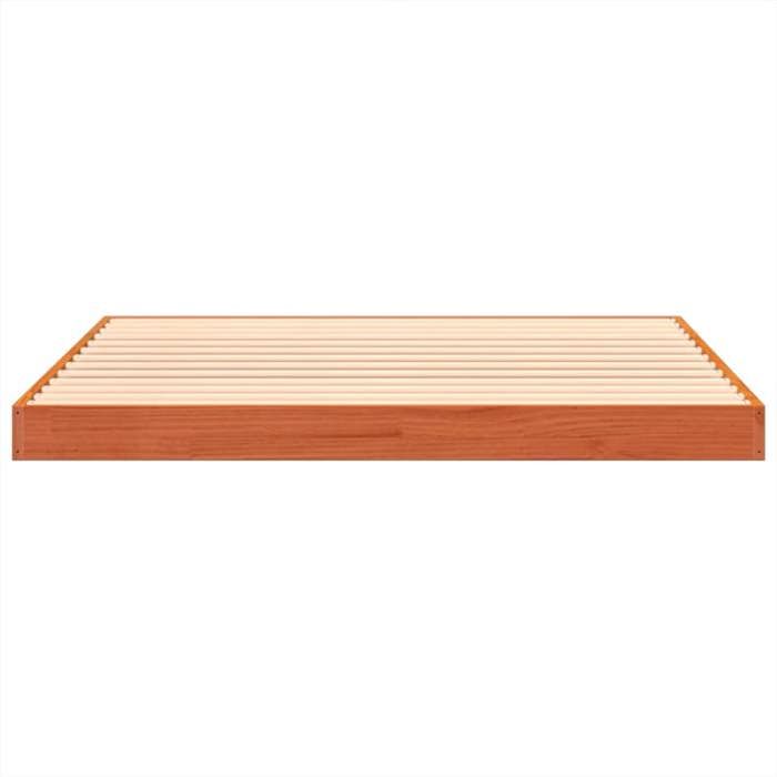 BURKE* Lit simple 120x190 cm Structure de lit classique sans matelas cire marron 120x190cm bois pin massif- LL7822