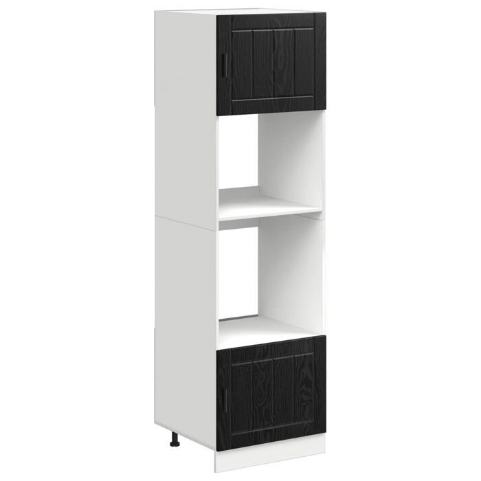 Armoire de cuisine moderne - vidaXL - Chêne noir - Bois dingénierie - 60x57x207 cm - Rangement mural - Étagères simples