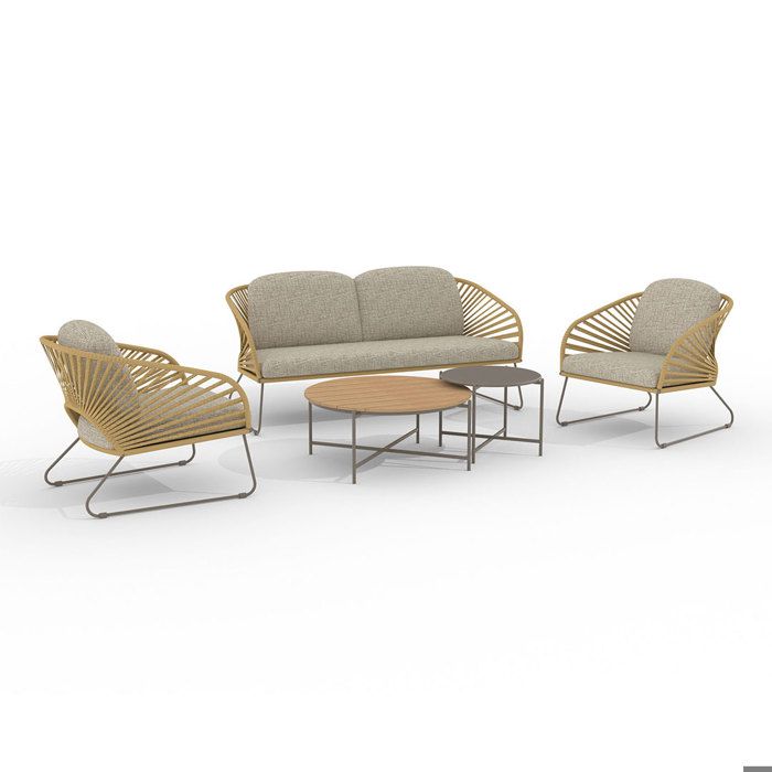Novella ensemble lounge avec coussins beige sable.