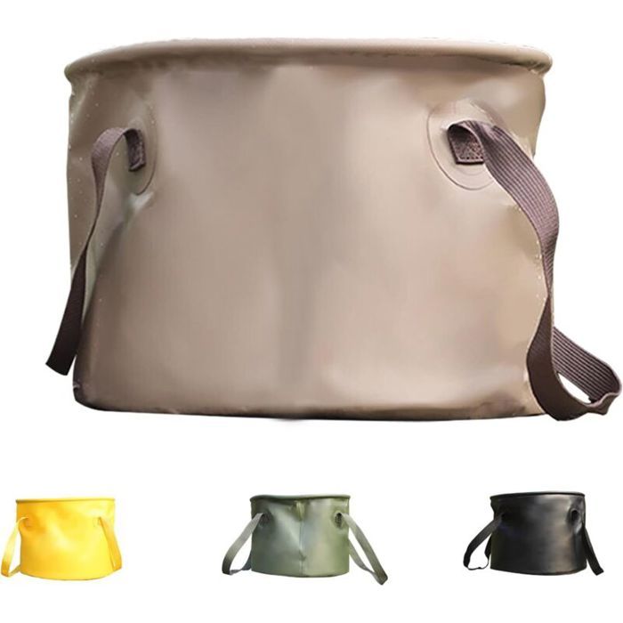 Seau Pliable 20L Kaki Sac à Eau Multifonctionnel Portable Conteneur dEau pour Bassin Laver Linge Vaisselle Voyage Randonnée