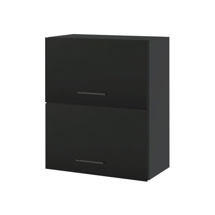 Meuble haut de cuisine Lovia Noir Mat 2 portes relevables L 60 cm - Cuisineandcie