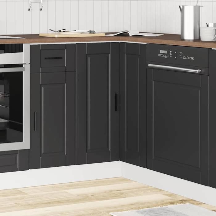 Armoire dangle de cuisine (1 PC) - Vaisselier Meuble Rangement - Porto noir bois dingénierie 75.5x75.5x81.5 cm L2530