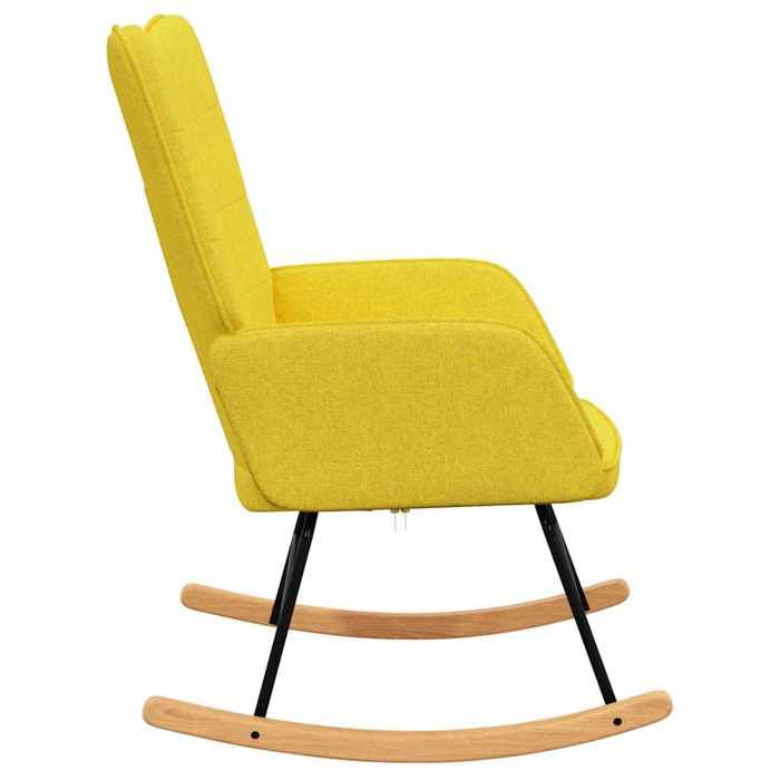 Fauteuil Allaitement - Jaune - Chaise à bascule - Rocking Chair - Jaune moutarde Tissu 61x78x98 cm F1467
