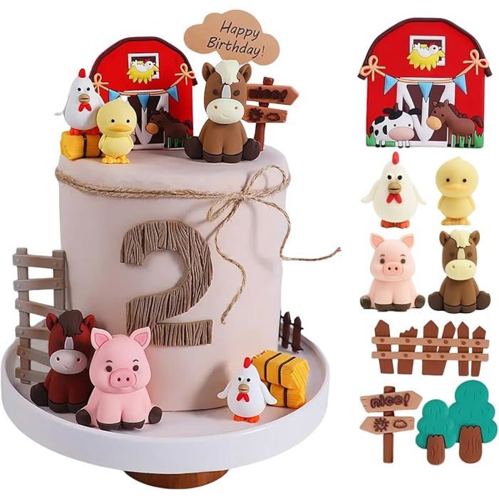Decoration Gateau Ferme décoration gâteau ingrédients Animaux deFerme cochons Vaches Moutons Poules Chevaux