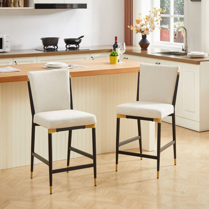 Tabourets de bar scandinaves - Ensemble de 2 tabourets - Repose-pieds rectangulaire - Style scandinave