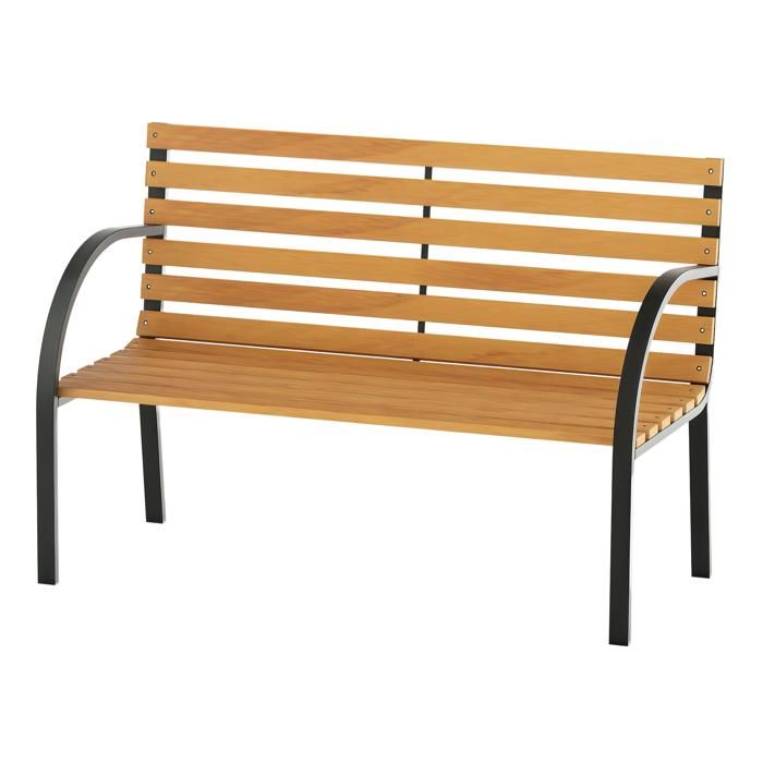 BANC DEXTERIEUR - MINIMAL - 2 places - Acier anti-corrosion - Assise pin - Noir et bois BANC DEXTERIEUR - MINIMAL - 2 places - Acier anti-corrosion - Assise pin - Noir et bois