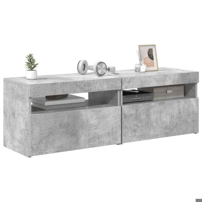 Meubles TV avec lumières LED 2 pcs Gris béton 60x35x40 cm_2 ans garantie_95172