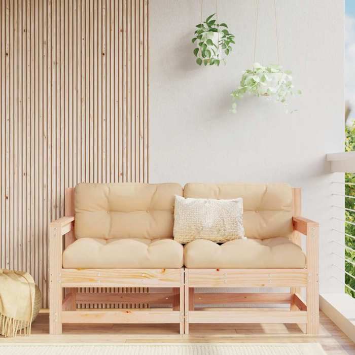 Fauteuils de jardin (par siège):110 kg avec coussins (lot de 2) bois de pin massif - Petit canapé balcon LL2444