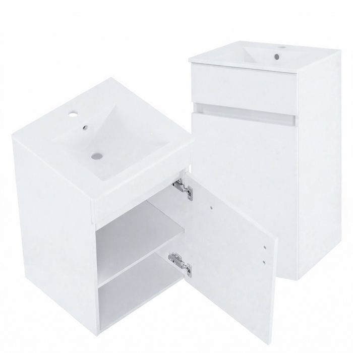 Meuble de salle de bain suspendu avec vasque blanc 45 x 755 cm Niga
