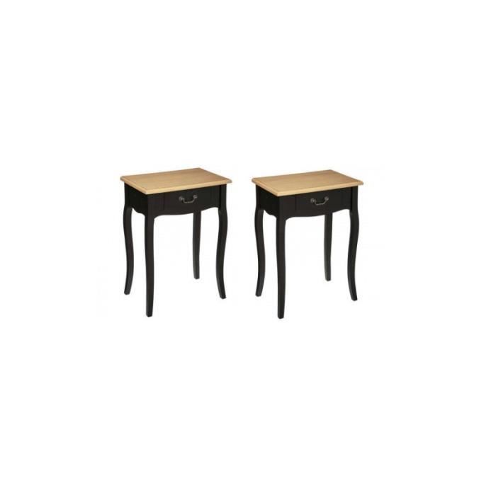 tables de chevet - lot de 2 tables de chevet - chrysa - l 47 x l 30 x h 65 cm - noir