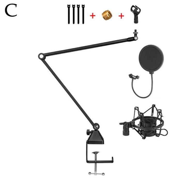Bras De Microphone Pliable En Métal - Support Réglable Pour Studio, Streaming Et Live (noir, 38 Cm)