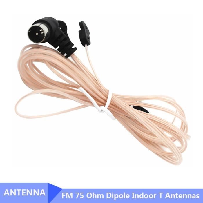 Antenne Radio FM Nelawya - Dipôle 75 Ohm Avec Câble 3m Et Adaptateurs - Pour Récepteur Stéréo Maison