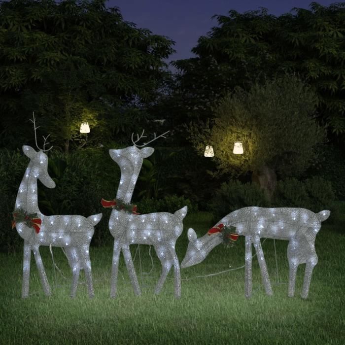COSTWAY Renne de Noël Lumineux avec Traîneau, Décoration Noël Exterieur Interieur, 100 Lumières Blanches Chaudes, 8 Piquets, 20 Attaches, Décorations de Fêtes pour Salon Jardin Porche