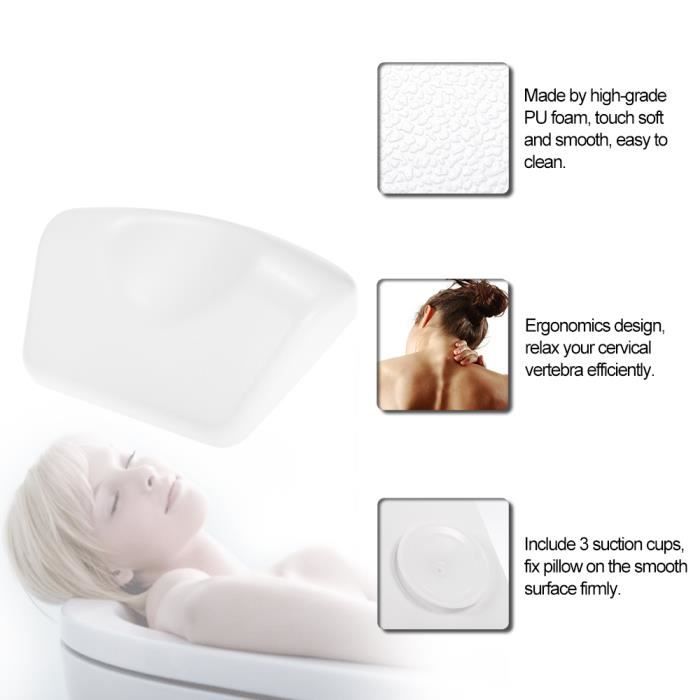ESHOO Oreiller de bain complet pour baignoire, coussin de baignoire