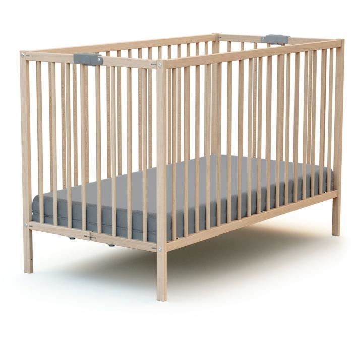 Lit bébé pliant 60x120 Hêtre Brut - vue 10