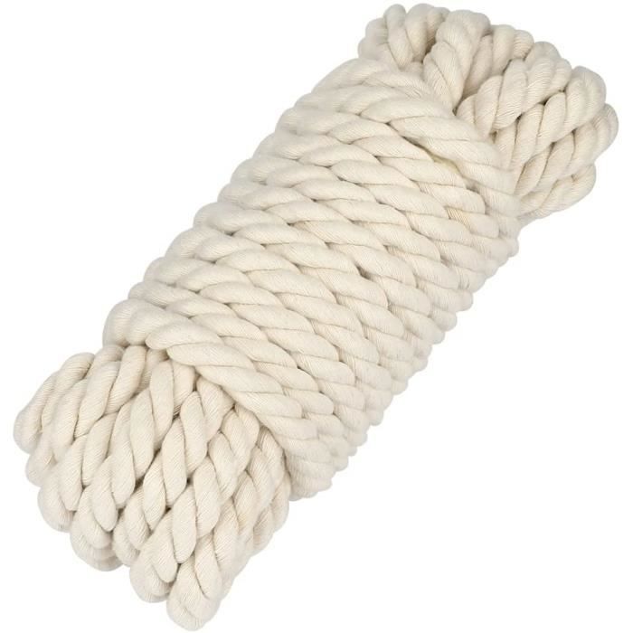 2pcs 10m Corde de coton doux, corde longue polyvalente épaisse utilitaire cordon  tressé pour le camping jardinage Attacher Artisanat
