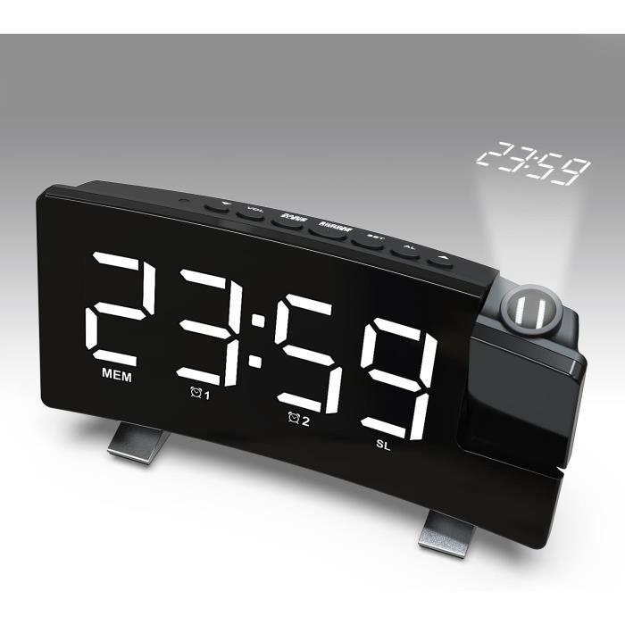 Réveil à Projection Dr.Prepare Avec Station Météo - Horloge Numérique Température Extérieure