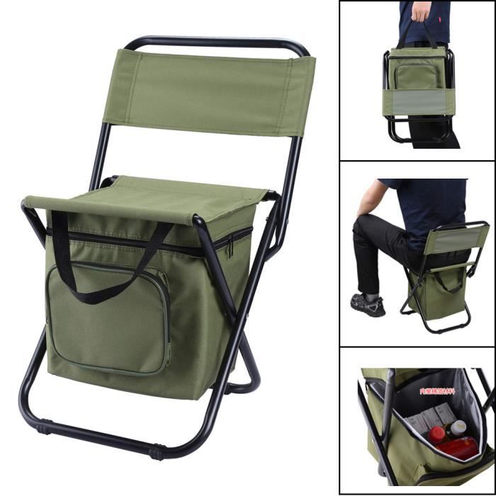 Chaise pliante - Portable - Sac de glace inclus - Idéale pour camping et pêche - Supporte 100kg