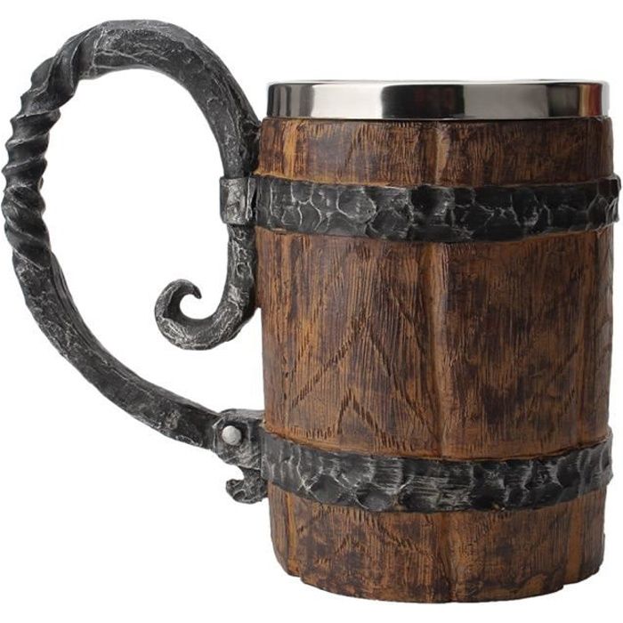 Tasse à bière en résine à double paroi, tasse à café en acier